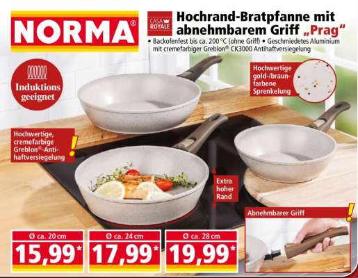 Hochrand-Bratpfanne mit abnehmbarem Griff „Prag“