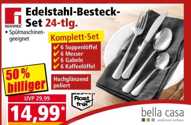Edelstahl-Besteck-Set 24-tlg.