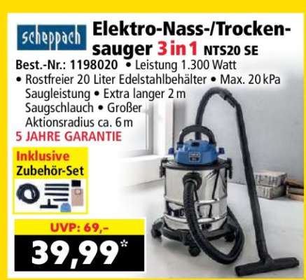 Elektro-Nass-/Trockensauger 3 in 1 NTS20 SE