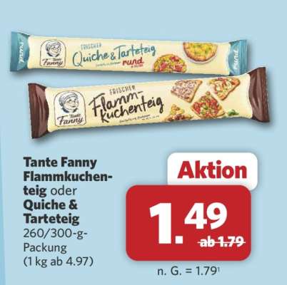 Tante Fanny Flammkuchenteig oder Quiche & Tarteteig
