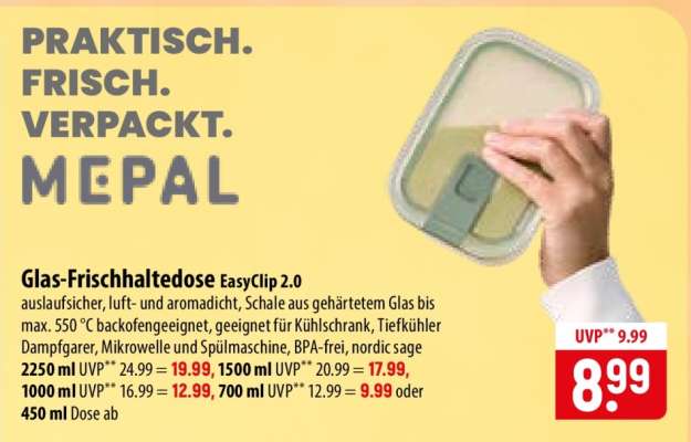 Glas-Frischhaltedose EasyClip 2.0