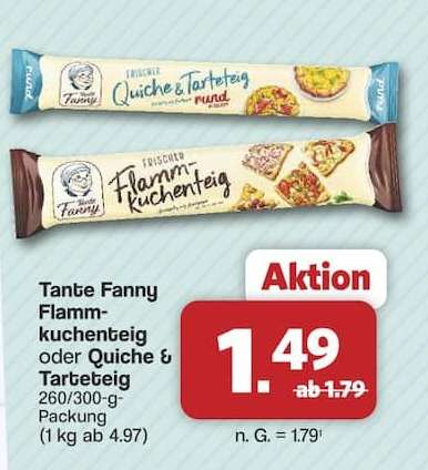Tante Fanny Flammkuchenteig oder Quiche & Tarteteig