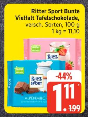 Ritter Sport Bunte Vielfalt Tafelschokolade