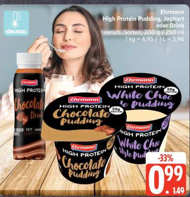 Ehrmann High Protein Pudding, Joghurt oder Drink