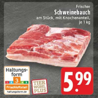 Frischer Schweinebauch