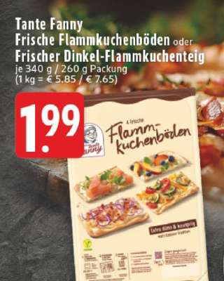 Tante Fanny Frische Flammkuchenböden oder Frischer Dinkel-Flammkuchenteig