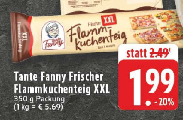 Tante Fanny Frischer Flammkuchenteig XXL