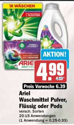 Ariel Waschmittel Pulver, Flüssig oder Pods