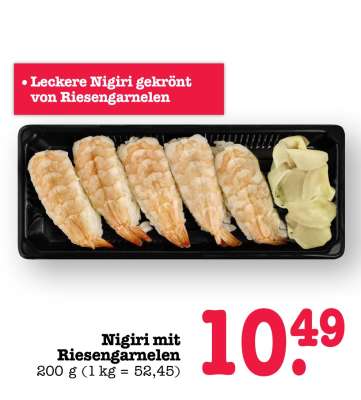 Nigiri mit Riesengarnelen