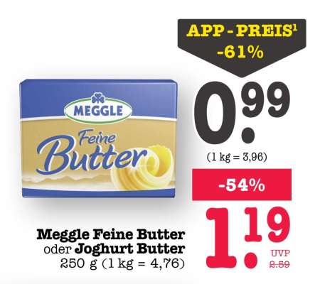 Meggle Feine Butter oder Joghurt Butter