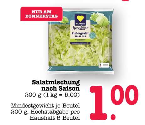 EDEKA Herzstücke Eisbergsalat Salat Pur