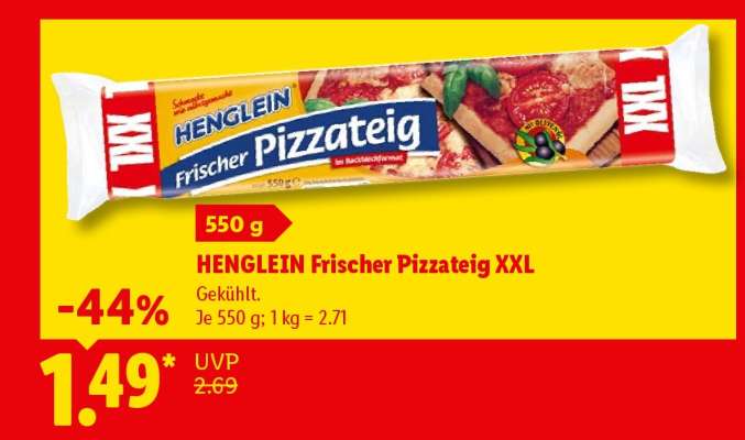 Henglein Frischer Pizzateig XXL