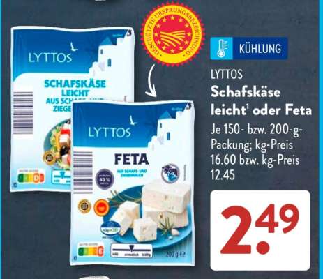 LYTTOS Schafskäse, leicht oder Feta