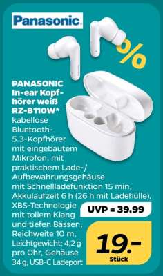 PANASONIC In-ear Kopfhörer weiß RZ-B110W