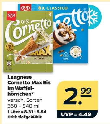 Langnese Cornetto Max Eis im Waffelhörnchen