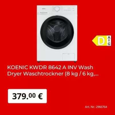 KOENIC KWDR 8642 A INV Wash Dryer Waschtrockner