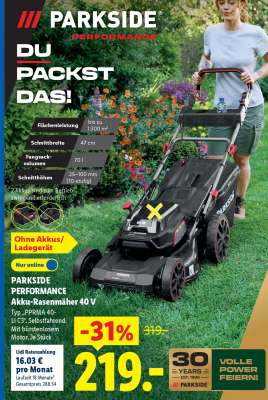 PARKSIDE PERFORMANCE Akku-Rasenmäher 40 V