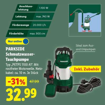 PARKSIDE Schmutzwasser-Tauchpumpe