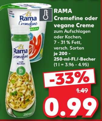 RAMA Cremefine oder vegane Creme