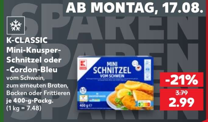 K-CLASSIC Mini-Knusper-Schnitzel oder Cordon Bleu