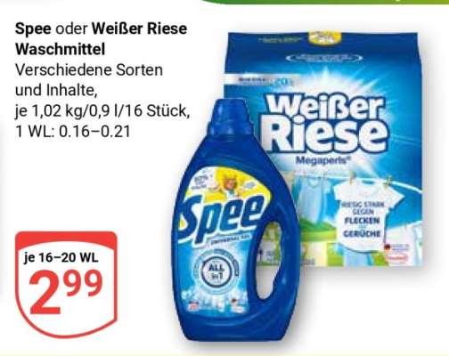 Spee oder Weißer Riese Waschmittel