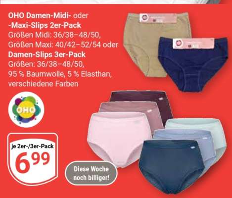 OHO Damen-Midi- oder -Maxi-Slips 2er-Pack