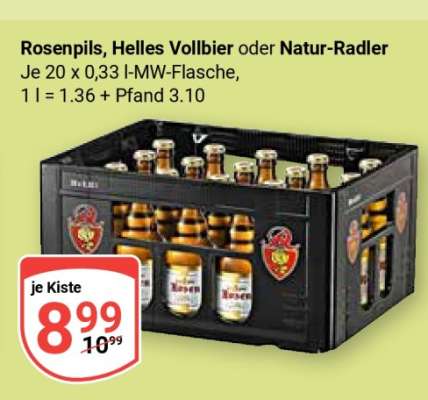 Rosenpils, Helles Vollbier oder Natur-Radler