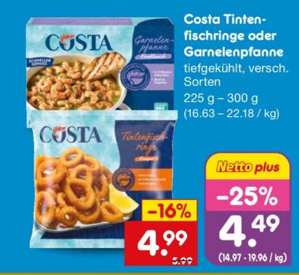 Costa Tintenfischringe oder Garnelenpfanne