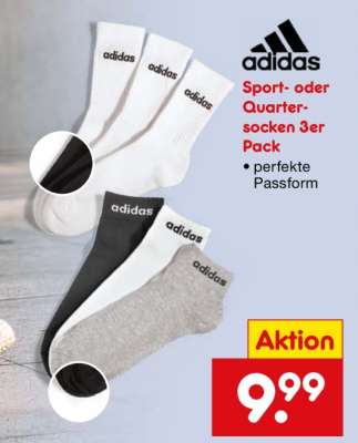 adidas Sport- oder Quartersocken 3er Pack