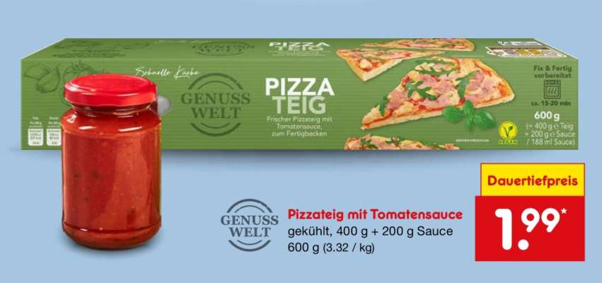 Pizzateig mit Tomatensauce