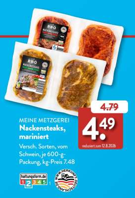 MEINE METZGEREI Nackensteaks, mariniert