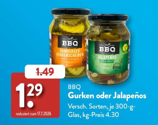 BBQ Gurken oder Jalapeños