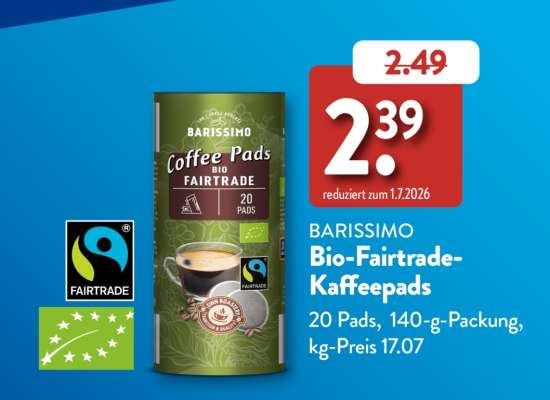 BARISSIMO Bio-Fairtrade-Kaffeepads