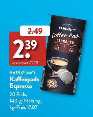 BARISSIMO Kaffeepads Espresso