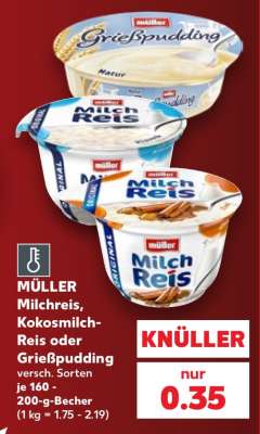 MÜLLER Milchreis, Kokosmilch-Reis oder Grießpudding