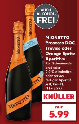 MIONETTO Prosecco DOC Treviso oder Orange Spritz Aperitivo