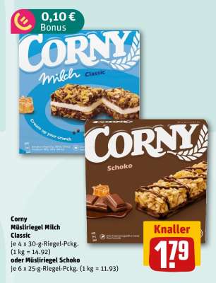 Corny Müsliriegel Milch Classic oder Müsliriegel Schoko