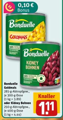Bonduelle Goldmais oder Kidney Bohnen