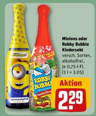 Minions oder Robby Bubble Kindersekt