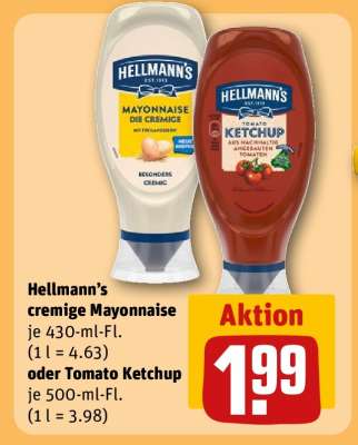 Hellmann’s cremige Mayonnaise oder Tomato Ketchup