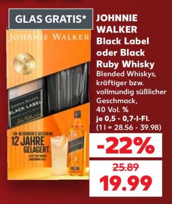 JOHNNIE WALKER Black Label oder Black Ruby Whisky