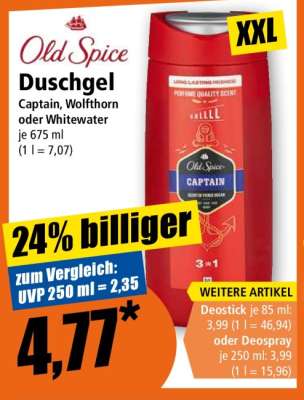 Old Spice Duschgel Captain, Wolfthorn oder Whitewater