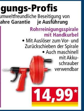 Rohrreinigungsspirale mit Handkurbel