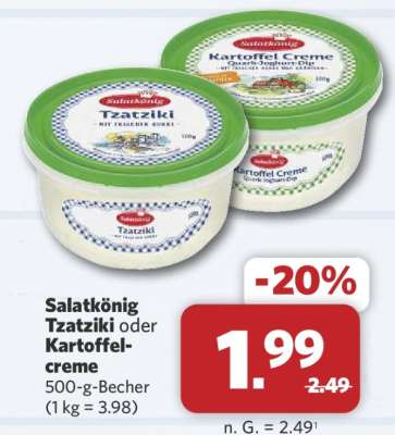Salatkönig Tzatziki oder Kartoffelcreme