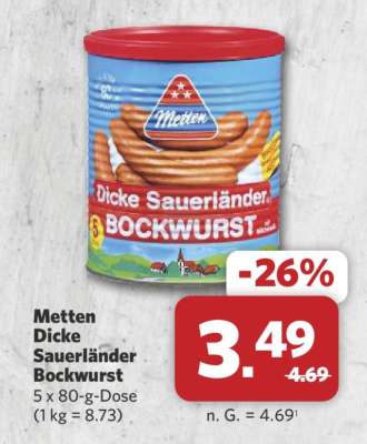 METTEN Dicke Sauerländer Bockwurst