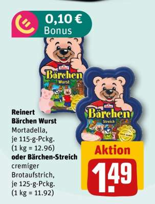 Reinert Bärchen Wurst oder Bärchen-Streich