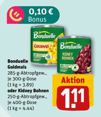 Bonduelle Goldmais oder Kidney Bohnen
