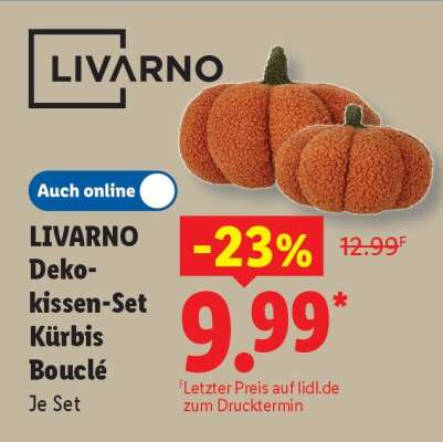 LIVARNO Deko-kissen-Set Kürbis Bouclé