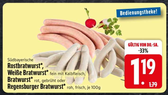 Südbayerische Rostbratwurst, Weiße Bratwurst, Bratwurst, Regensburger Bratwurst