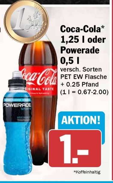 Coca-Cola* 1,25 l oder Powerade 0,5 l